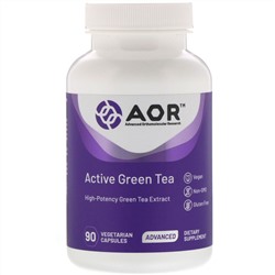 Advanced Orthomolecular Research AOR, Active Green Tea, зеленый чай, 90 растительных капсул