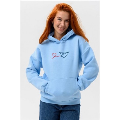 8518 Толстовка женская оверсайз (Голубой_самолетик)