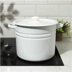 Кастрюля эмалированная, 9 л, d=21 см, цилиндрическая, белая