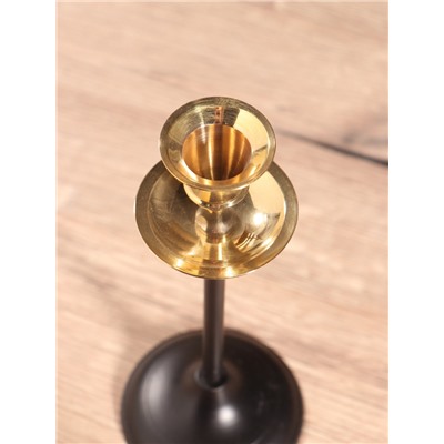 Подсвечник на 1 свечу «Да Винчи», латунь, чёрный с золотом, 7×7×18 см