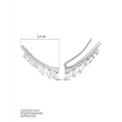 Серьги-продёвки из серебра с фианитами родированные 925 пробы 2-327р200