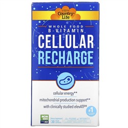 Country Life, Whole Food B-Vitamin, Cellular Recharge, 30 Vegan Capsules