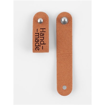 Бирка с кнопкой Hand made TEIRA, 8×1.5 см, 10 шт., коричневая