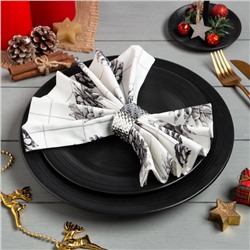 Набор салфеток сервировочных на стол «Этель» Christmas, 2 шт., белые, с декоративными кольцами, 45×45 см