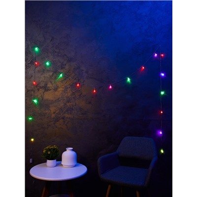Гирлянда «Нить» 5 м с насадками «Мини фонарик», IP20, прозрачная нить, 20 LED, свечение мульти (RG/RB), мигание, 220 В