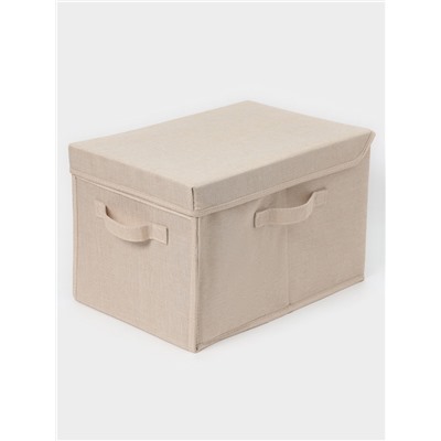 Короб стеллажный с крышкой LaDо́m, 38×26×24 см, бежевый, материал батист