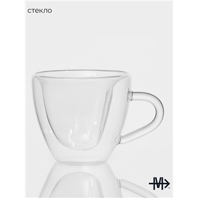 Кружка с двойными стенками Magistro «Сердце», 150 мл, 11×8×7.5 см, стекло, прозрачная