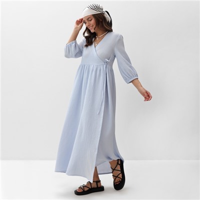 Платье на запах миди женское MIST Summer time, размер 40-42, голубое