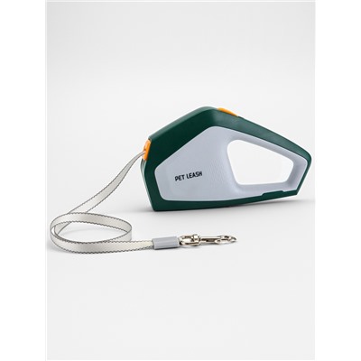 Рулетка - поводок для собак, лента 3 метра, белая/зелёная