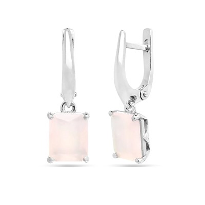 Серьги из серебра розовый кварц, Ю-200М44