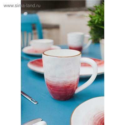 Кружка Доляна «Космос», 400 мл, фарфор, белая, красная