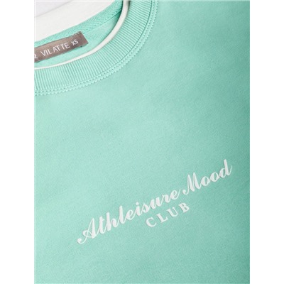 Свободный свитшот с принтом и разрезами из эластичного футера двухнитки без начеса