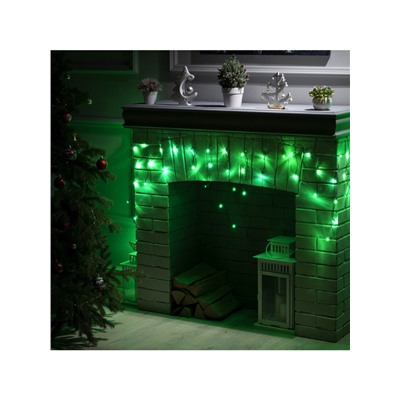 Гирлянда «Бахрома» 1.8×0.5 м, IP20, тёмная нить, 48 LED, свечение зелёное, 8 режимов, 220 В