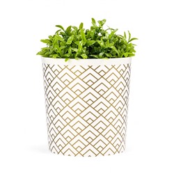 Кашпо для цветов «Золотое напыление», 1.6 л, d=14 см, h=15.5 см, белое, золотистое