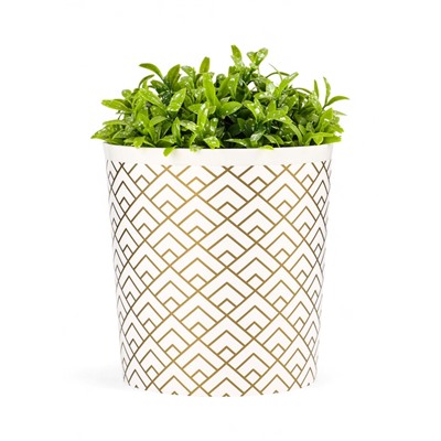 Кашпо для цветов «Золотое напыление», 1.6 л, d=14 см, h=15.5 см, белое, золотистое