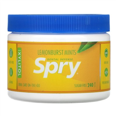 Xlear, Spry, Dental Defense Mints with Xylitol, Lemonburst, 240 Pieces, (144 g)