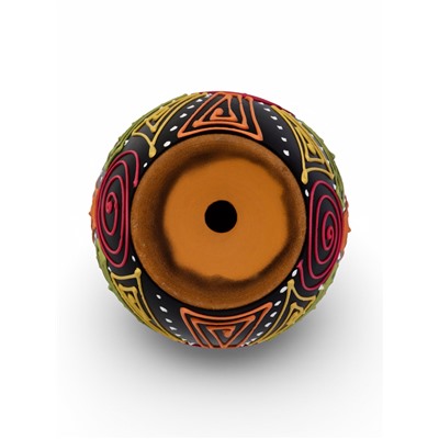 Горшок для цветов «Радуга», керамический, с поддоном, 2.6 л, коричневый с орнаментом