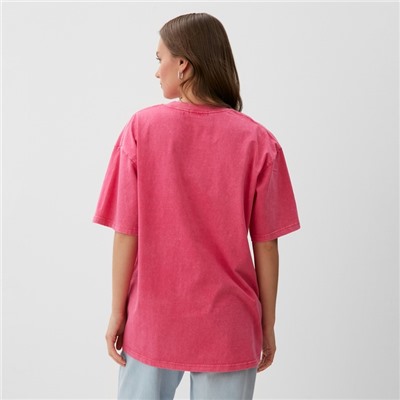 Футболка женская из вареного хлопка MIST Insanity, розовая, размер 42-44