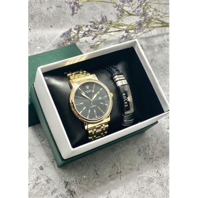 Подарочный набор для мужчины часы и браслет + коробка #22853532