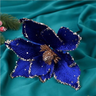 Декор «Зимний цветок», края блеск, 18×20 см, синий