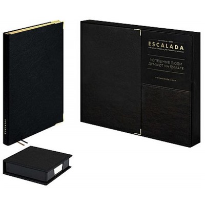 Подарочный набор Ежедневник недатированный А5 320стр. "ШЕВРЕТ ГЛОСС ЧЕРНЫЙ" + подставка с блоком 70559 Феникс