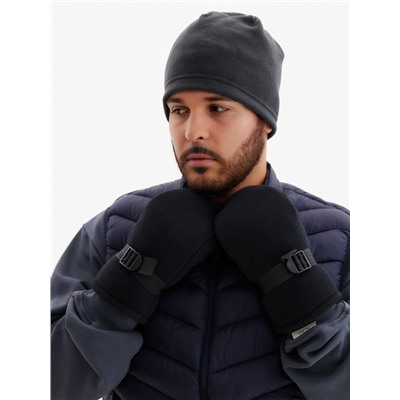 Варежки флисовые зимние мужские, размер 25 см, чёрные