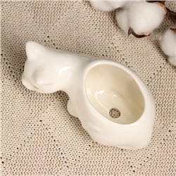 Декоративный горшок для цветов «Кошка Милка», 150 мл, 11.4×5.4×5.5 см, керамический, белый, Greengo