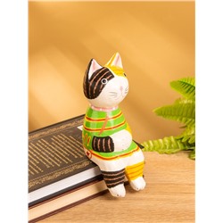 Сувенир «Кошка сидящая», 6×6×15 см, дерево, жёлтый