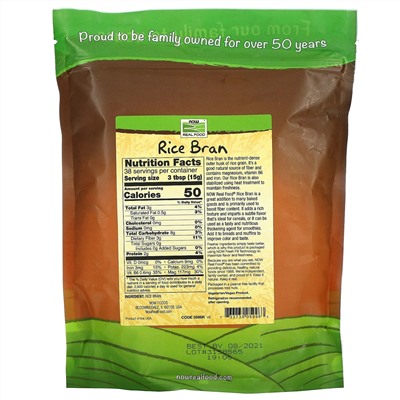 Now Foods, Real Food, стабилизированные рисовые отруби, 567 г (20 унций)