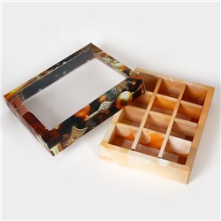 Коробка под 12 конфет новогодняя «Время чудес», 19×15×3.5 см