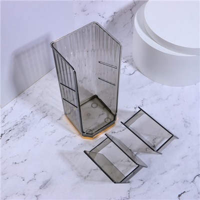 Органайзер для хранения косметики CALM, многоуровневый, 5 секций, 21×9×8.5 см, полупрозрачный, чёрный