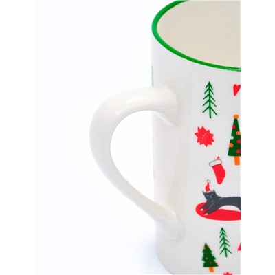 Кружка новогодняя керамическая «Новогодние коты», 385 мл, ручная работа