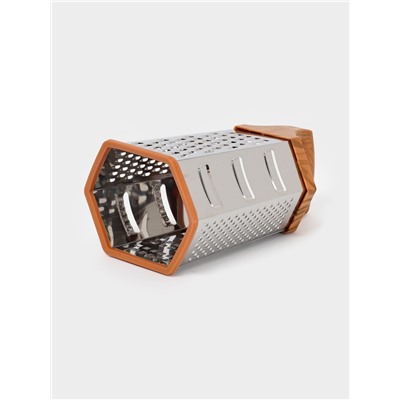 Тёрка шестигранная Доляна «Деревушка», 14.5×11×23 см, цвет коричневый