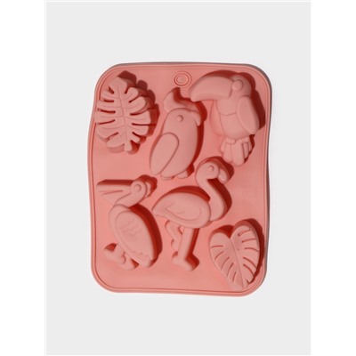 Форма для выпечки Доляна «Тропики», силикон, 18×14×2.5 см, розовая