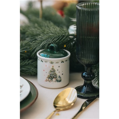 Сахарница новогодняя Доляна «Приближение чуда», 150 мл, керамика, белая
