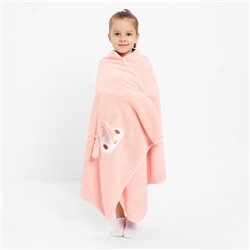 Полотенце детское «Крошка Я. Зайчик», 70×140 см, розовое