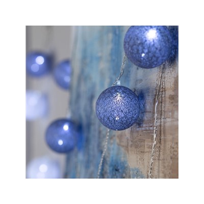 Гирлянда «Нить» 5 м с насадками «Клубки снежные», IP20, прозрачная нить, 20 LED, свечение белое, 220 В