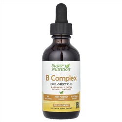 Super Nutrition, комплекс витаминов группы B, полный спектр, малина и лимон, 59 мл (2 жидк. унции)