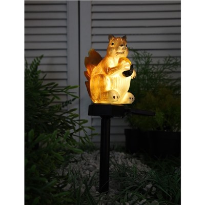 Садовый светильник «Белочка с орешком», уличный, на солнечной батарее, 41 см, 1 LED, свечение тёплое белое