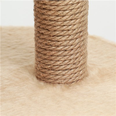 Комплекс для кошек с когтеточкой, с круглым домом, 2 полками, 42×42×90 см, бежевый