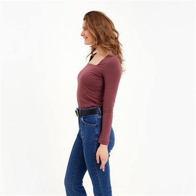 Лонгслив женский MINAKU: Basic line, бордовый, размер 44
