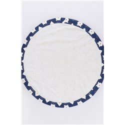 Простыня на резинке из бязи на круглый матрас 75х75,арт. ПРГ-КР/белый-мишка-синий