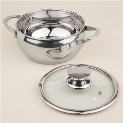 Кастрюля SL Home «Олла», 2 л, d=18 см, h=9 см, с крышкой, капсульное дно, индукция, нержавеющая сталь
