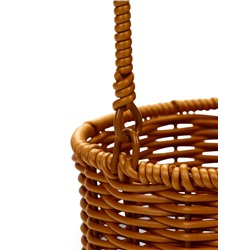 Корзина плетёная для хранения «Цилиндр», 14×14×12 см, ручка h=16 см, пластиковая, коричневая