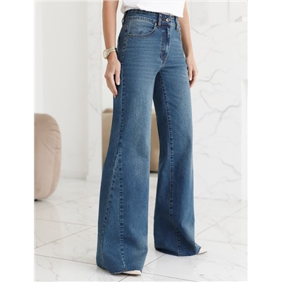 Джинсы клеш от колена из эластичного денима