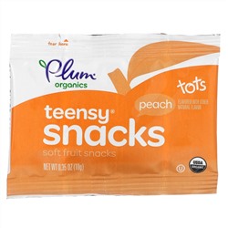 Plum Organics, снеки с фруктами для детей, со вкусом персика, 5 упаковок по 10 г (0,35 унции) каждая