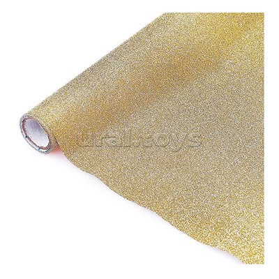 Пленка самоклеящаяся с блестками 45x300 см, золотистая, PP 100 мкм, в рулоне