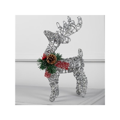 Светодиодная фигура «Олень серебристый» 25×30×10 см, металл, батарейки ААх3 (не в комплекте), свечение тёплое белое