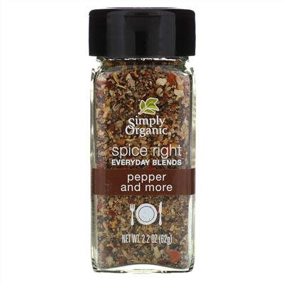Simply Organic, смеси органических специй на каждый день, перец и другие приправы, 62 г (2,2 унции)