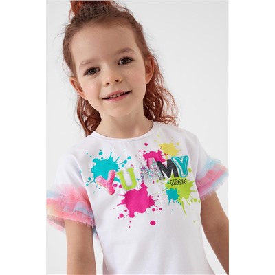 Комплект трикотажный для девочек: джемпер (футболка), юбка-шорты PLAYTODAY, 1240354